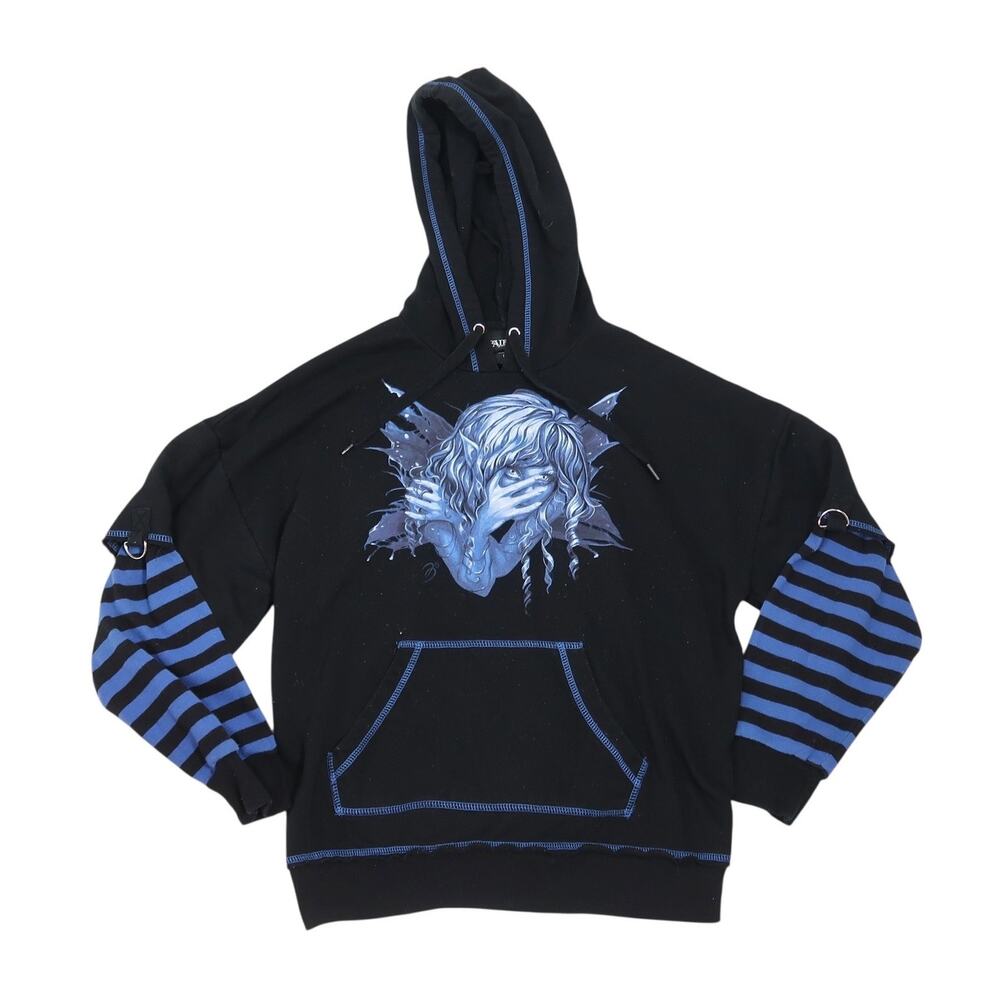 Fairies by Trick Night Fairy Twofer Girls Hoodie Black and Blue Sweatshirt M
